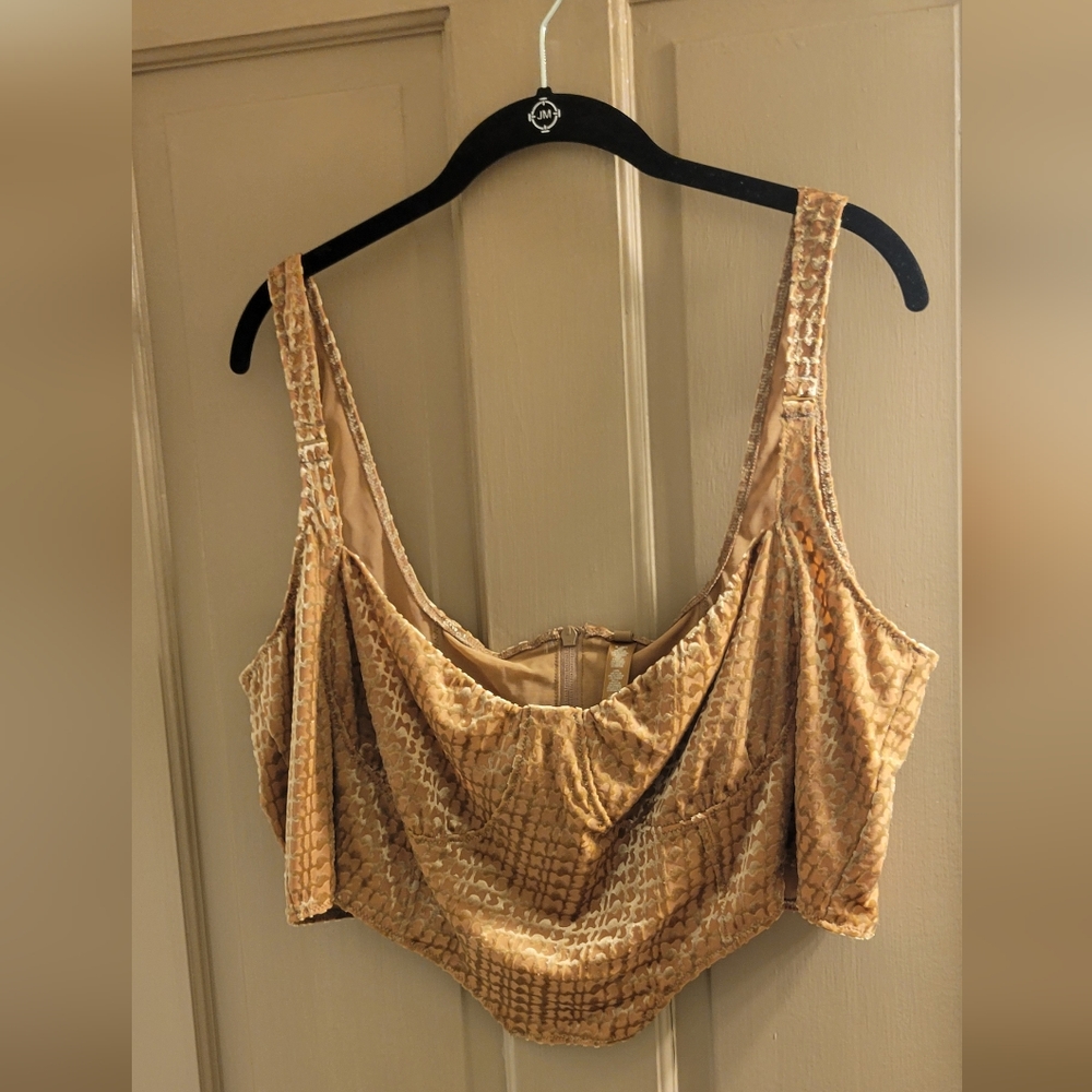 NWT SKIMS Velvet Logo Corset Top In Chai Brown Size 4X